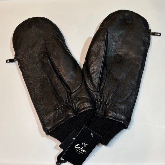 NWT Echo Zip Top Faux Fur Leather Mitten L/XL Black - Picture 2 of 6